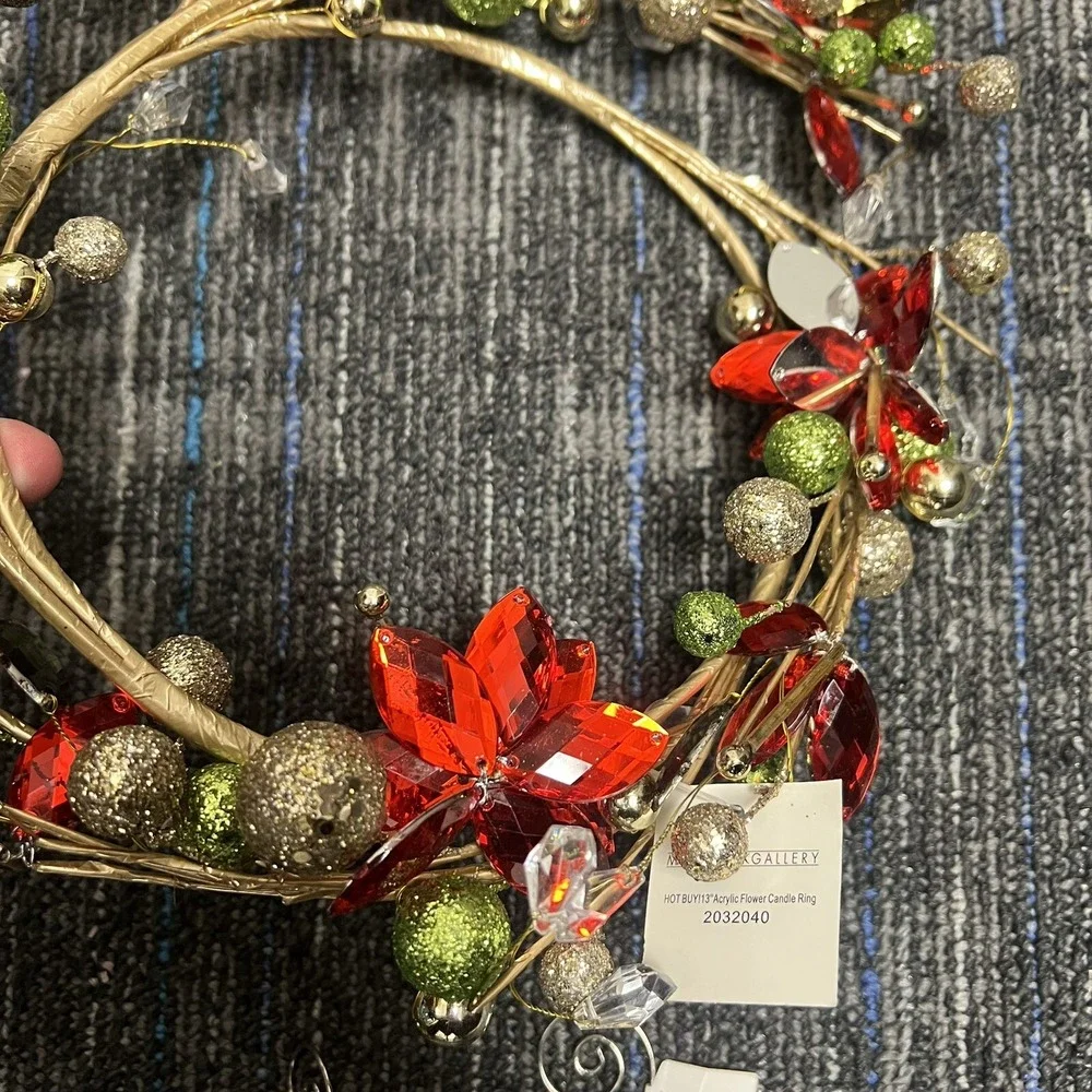 5 Pc Acrylic Christmas Flower Candle Ring Wreaths Mission Gallery‎ New 2012